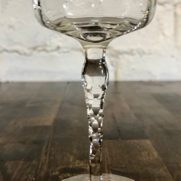 VINTAGE Etched Crystal Sherbert/Champagne (2) Glasses Rock Sharpe Floral - Picture 3 of 9